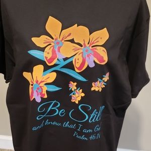 Christian Theme Black T-shirt, Ladies Size Large